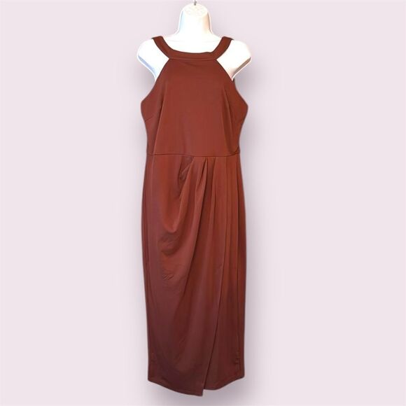 GRACE KARIN Halter Neck Sleeveless Ruched Bodycon Slit Wrap Cocktail Midi *NEW* - Picture 1 of 14
